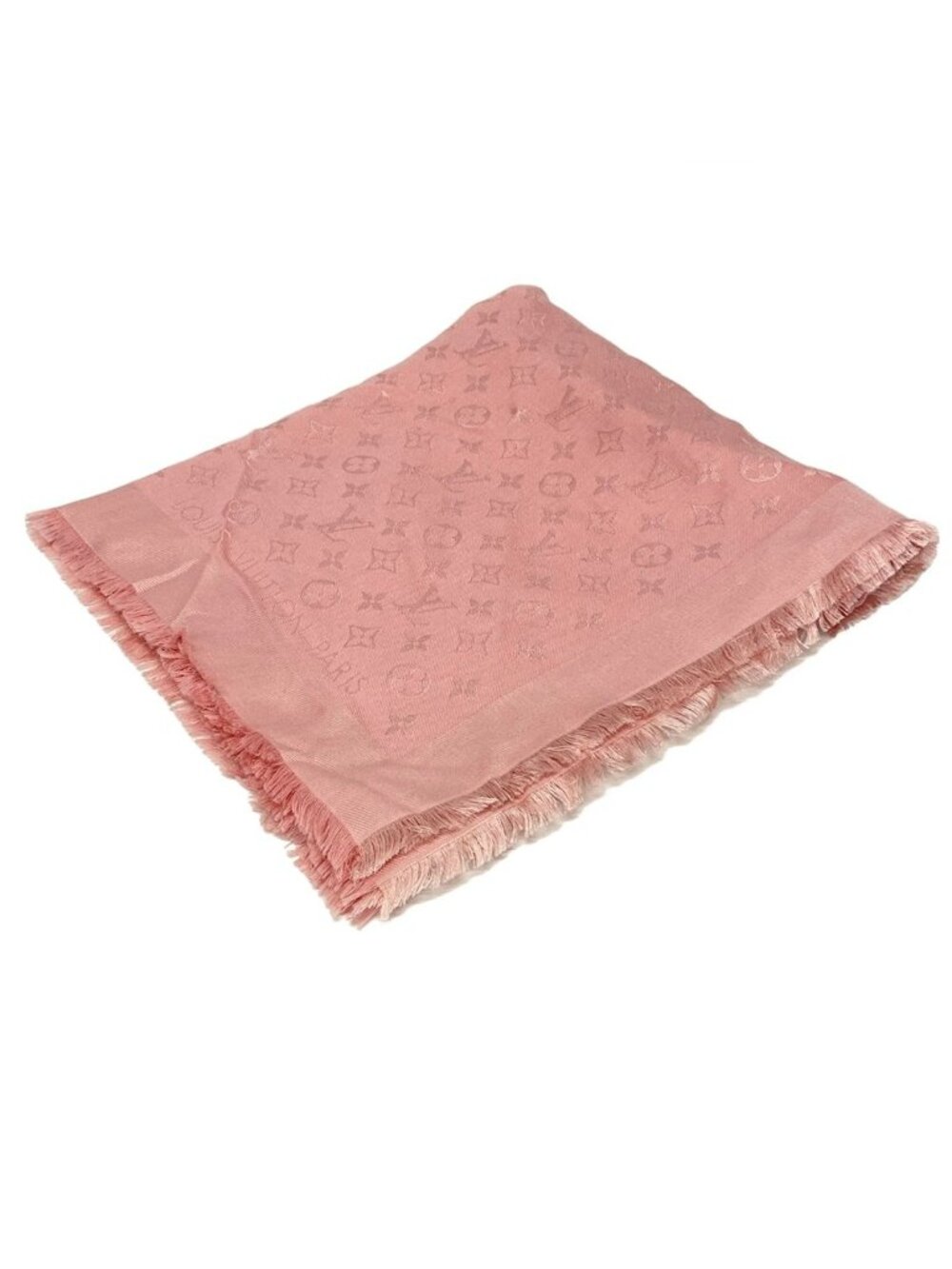 Louis Vuitton Shawl Monogram Pink Wool Silk Scarf